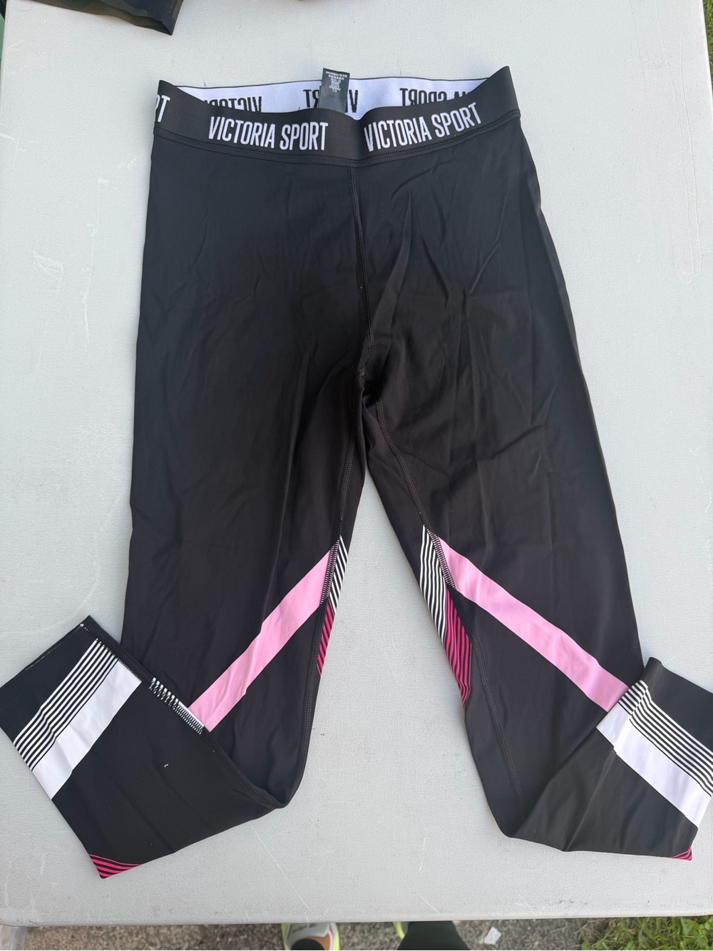 Victoria's Secret Black Leggings with Pink Accents